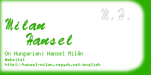 milan hansel business card